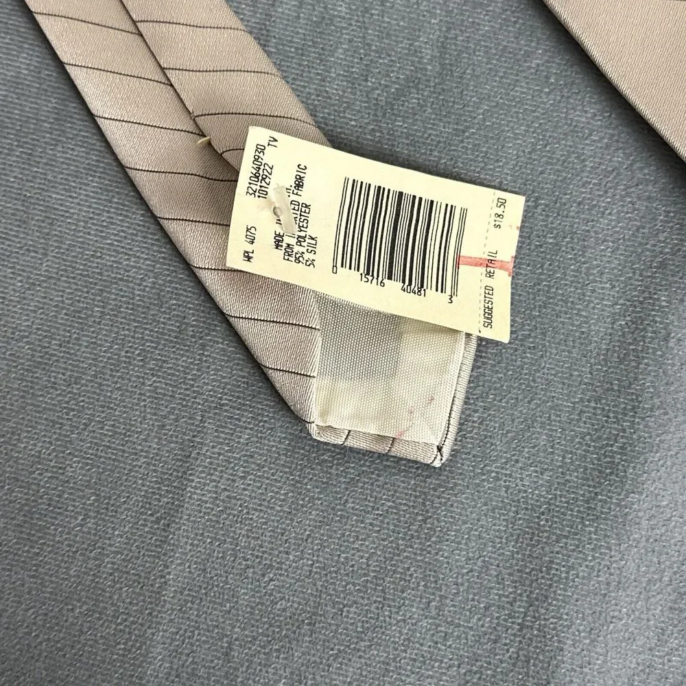 Vintage New Oscar De La Renta Tie Brown Stripe Classic Silk Blend USA Made